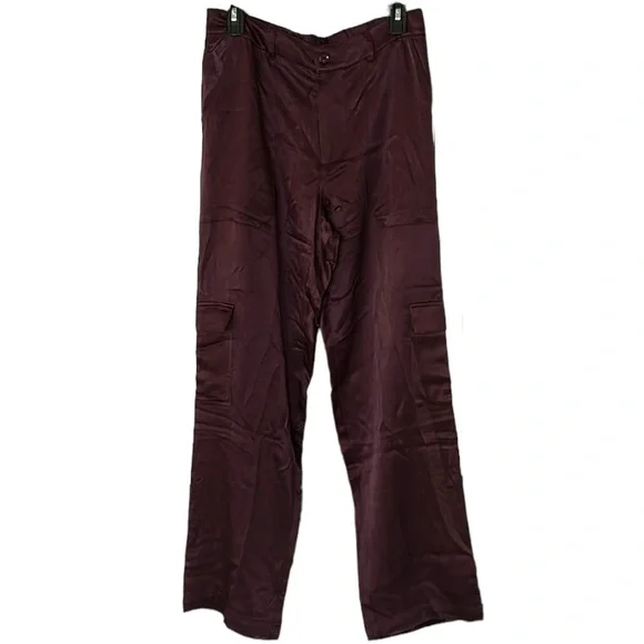 NWT Young Fabulous & Broke Findlay Satin Cargo Carpenter Pants in Raisin - M - Picture 5 of 16